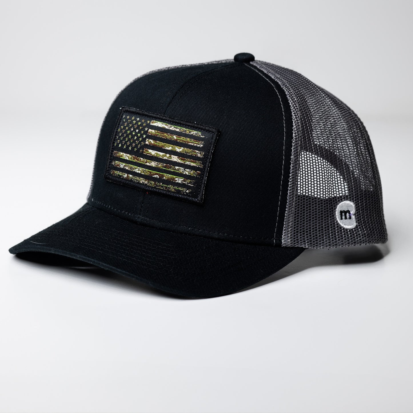Tactical American Flag Trucker Cap | Black-Charcoal Snapback