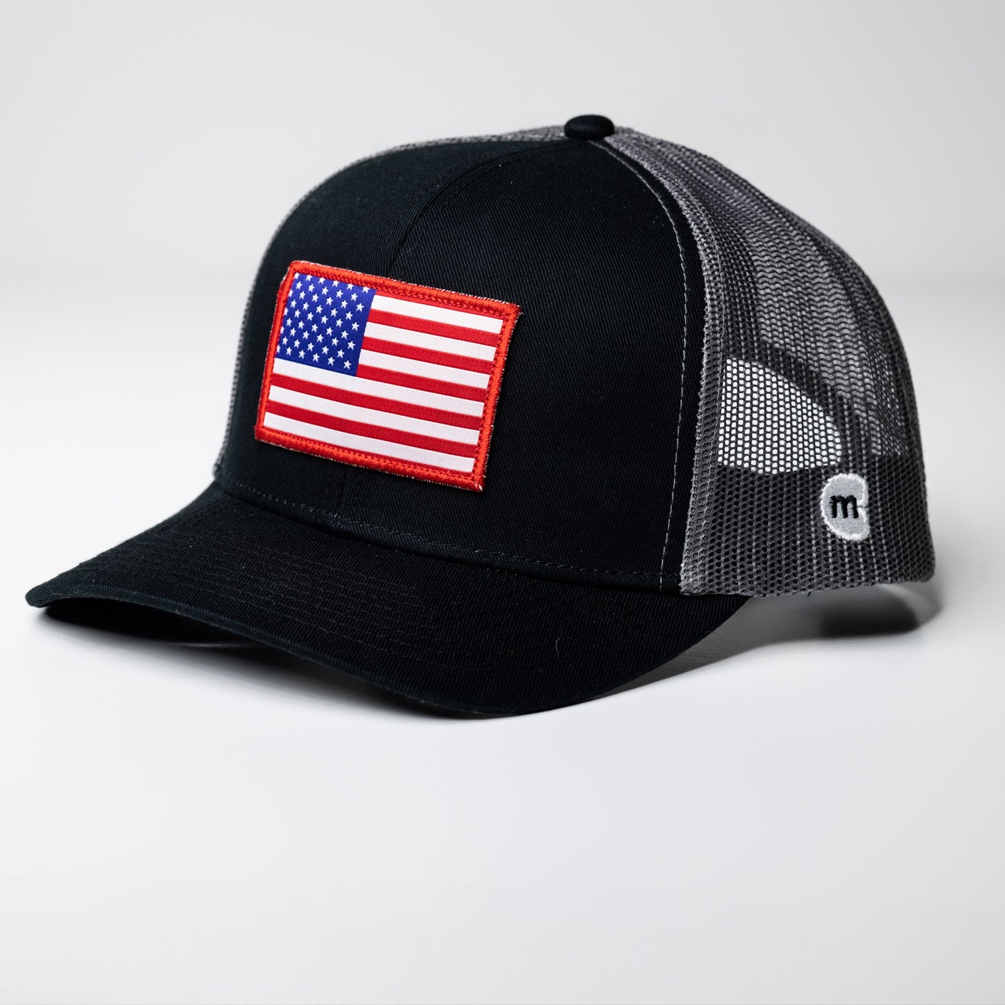American Flag Trucker Cap | Black-Charcoal USA Snapback