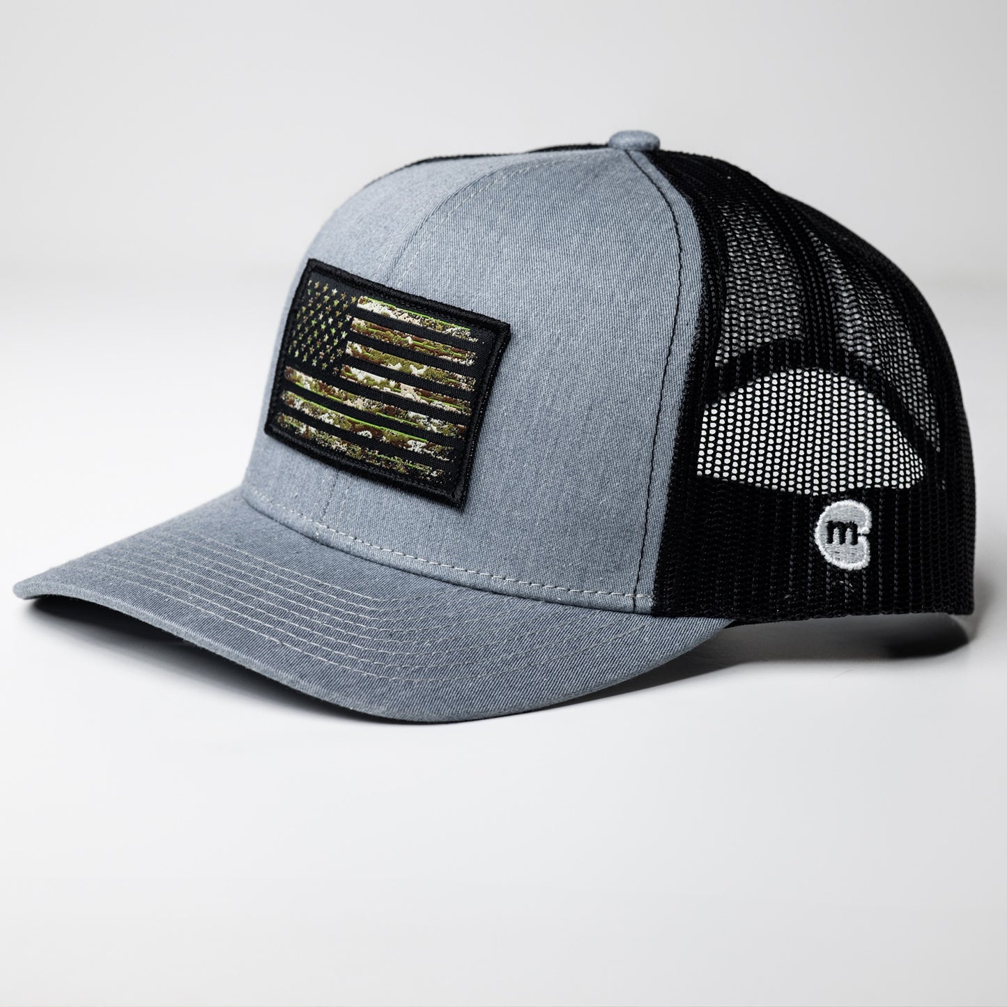 Tactical American Flag Trucker Cap | Gray-Black Snapback