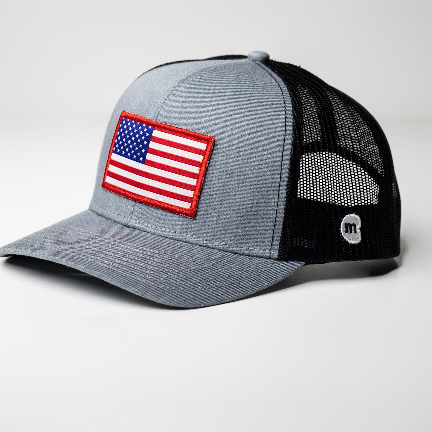 American Flag Trucker Cap | Gray-Black USA Snapback