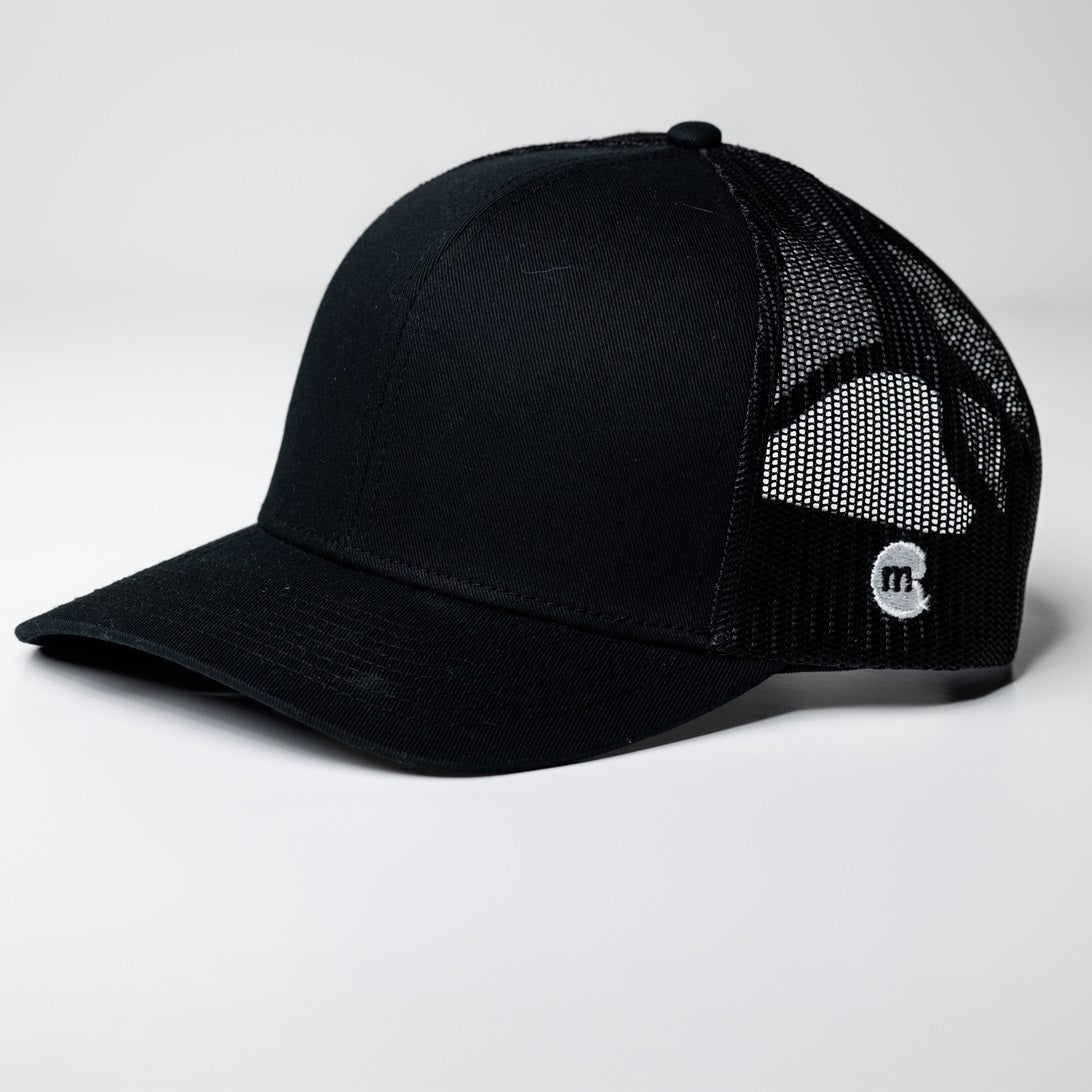 Black Blank Trucker Cap | Black Snapback